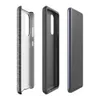 Glossy Midnight Croc Tough Case for Samsung — close-up black crocodile skin scale pattern with raised ridges and deep