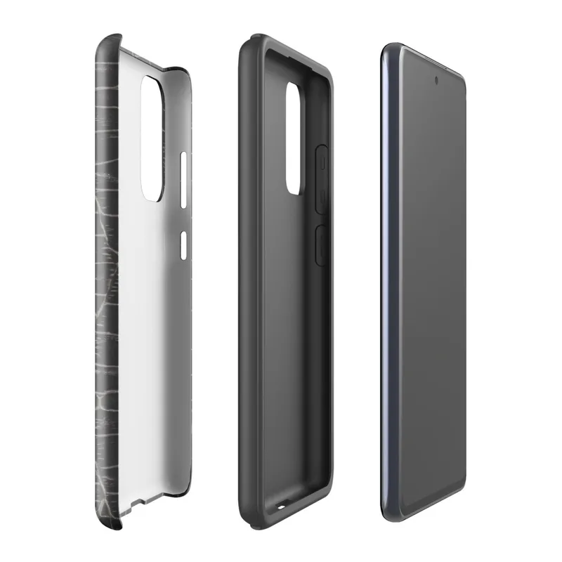 Glossy Midnight Croc Tough Case for Samsung — close-up black crocodile skin scale pattern with raised ridges and deep