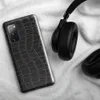 Glossy Midnight Croc Tough Case for Samsung — close-up black crocodile skin scale pattern with raised ridges and deep