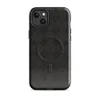 Glossy Dark Stone Grid MagSafe Tough Case for iPhone — seamless repeating grid of dark charcoal stone tiles with small
