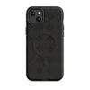 Matte Dark Stone Grid MagSafe Tough Case for iPhone — seamless repeating grid of dark charcoal stone tiles with small