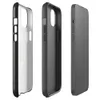 Glossy Dark Stone Grid MagSafe Tough Case for iPhone — seamless repeating grid of dark charcoal stone tiles with small