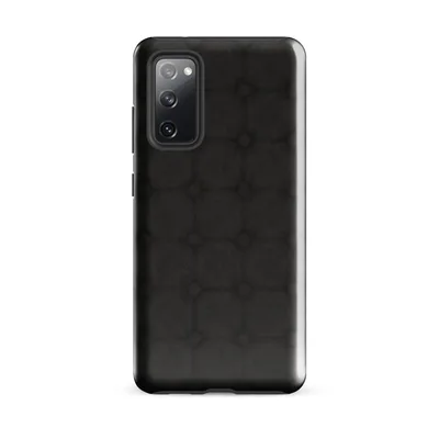 repeating charcoal octagonal stone tiles with diamond intersections in a near-black textured grid pattern on Glossy Dark Stone Grid Tough Case for Samsung - default - Front view