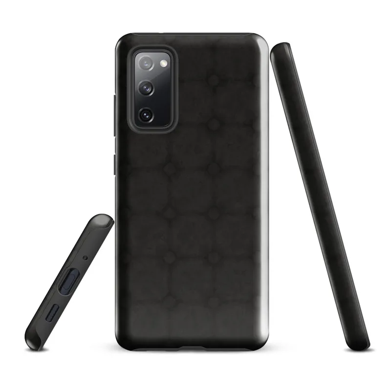 Glossy Dark Stone Grid Tough Case for Samsung — repeating charcoal octagonal stone tiles with diamond intersections
