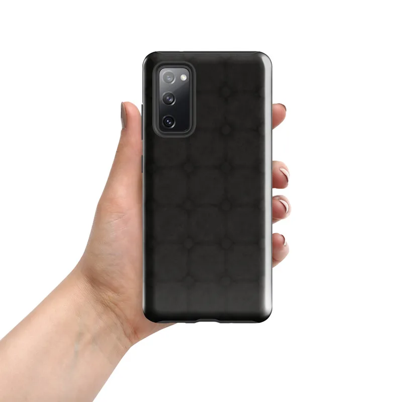 Glossy Dark Stone Grid Tough Case for Samsung — repeating charcoal octagonal stone tiles with diamond intersections