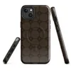 Glossy Dark Earth Cobblestone Grid MagSafe Tough Case for iPhone — repeating grid of rounded octagonal stone tiles in deep