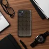 Glossy Dark Earth Cobblestone Grid MagSafe Tough Case for iPhone — repeating grid of rounded octagonal stone tiles in deep