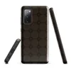 Glossy Dark Cobblestone Armor Tough Case for Samsung — repeating dark brown octagonal cobblestone tiles with deep shadowed