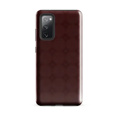 repeating tufted diamond lattice pattern in deep burgundy and dark wine tones with subtle shadowing suggesting a dimensional velvet texture on Glossy Crimson Lattice Elegance Tough Case for Samsung - default - Front view