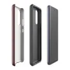 Glossy Crimson Lattice Elegance Tough Case for Samsung — repeating tufted diamond lattice pattern in deep burgundy and dark