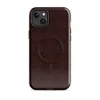 Glossy Dark Crimson Grid Elegance MagSafe Tough Case for iPhone — deep crimson repeating grid of rounded squares connected