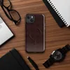 Glossy Dark Crimson Grid Elegance MagSafe Tough Case for iPhone — deep crimson repeating grid of rounded squares connected