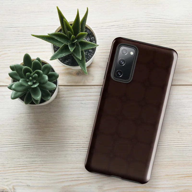 Glossy Dark Crimson Lattice Tough Case for Samsung — repeating dark crimson grid of rounded squares with dot connectors
