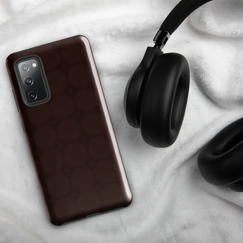 Glossy Dark Crimson Lattice Tough Case for Samsung — repeating dark crimson grid of rounded squares with dot connectors