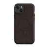 Matte Dark Earth Leather Texture MagSafe Tough Case for iPhone — close-up crackled dark espresso leather texture with subtle