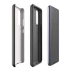 Glossy Dark Earth Leather Texture Tough Case for Samsung — close-up crackle texture mimicking aged leather in deep espresso