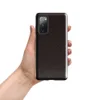 Glossy Dark Earth Leather Texture Tough Case for Samsung — close-up crackle texture mimicking aged leather in deep espresso