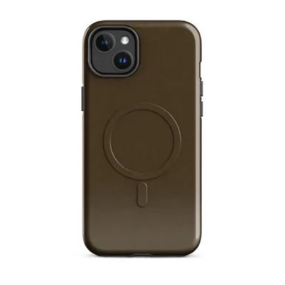 solid deep espresso brown with subtle warm undertones and a faint matte texture across the surface on Glossy Dark Chocolate Velvet Shield MagSafe Tough Case for iPhone - default - Front view