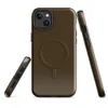 Glossy Dark Chocolate Velvet Shield MagSafe Tough Case for iPhone — solid deep espresso brown with subtle warm undertones