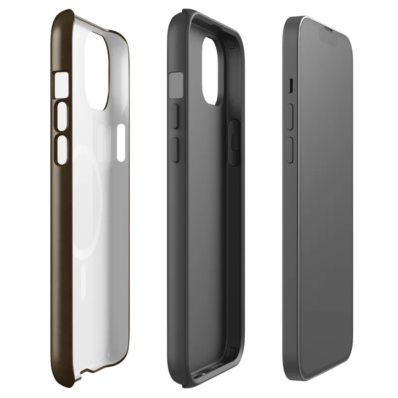 Glossy Dark Chocolate Velvet Shield MagSafe Tough Case for iPhone — solid deep espresso brown with subtle warm undertones