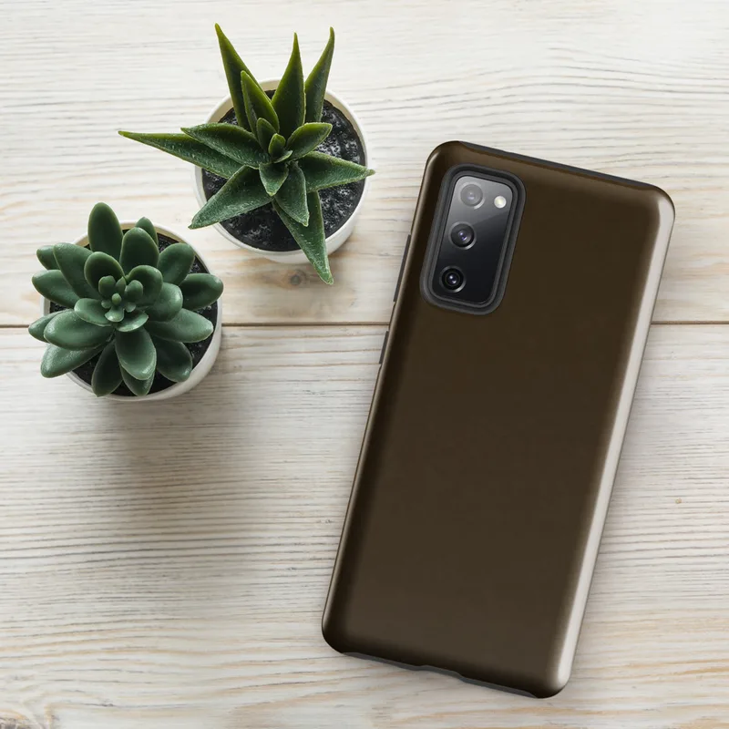 Glossy Rich Earth Brown Tough Case for Samsung — solid deep warm brown with subtle organic texture variation across