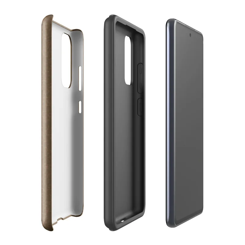 Glossy Cracked Earth Leather Tough Case for Samsung — close-up crackle pattern resembling aged leather in warm golden-brown
