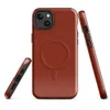 Glossy Ember Red Textured MagSafe Tough Case for iPhone — deep burnt red surface with a subtle all-over crackle glaze