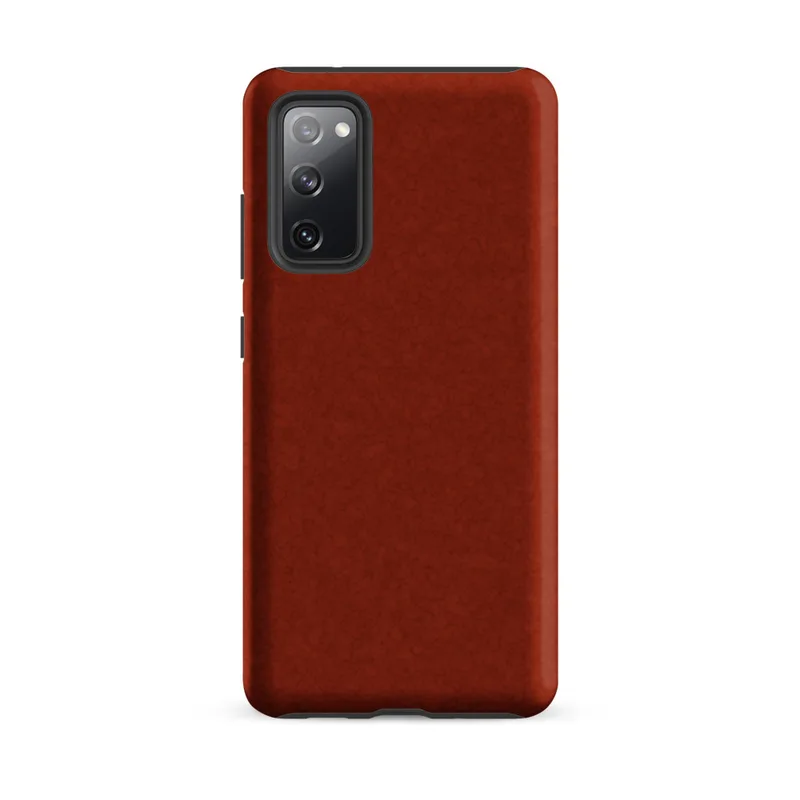 Matte Crimson Ember Tough Case for Samsung — deep crimson red surface with subtle crackled mosaic texture and warm ember