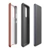 Glossy Crimson Ember Tough Case for Samsung — deep crimson red surface with subtle crackled mosaic texture and warm ember