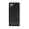 Glossy Midnight Black Leather Edge Tough Case for Samsung — close-up black leather surface with organic grain texture