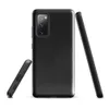 Glossy Midnight Black Leather Edge Tough Case for Samsung — close-up black leather surface with organic grain texture
