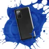 Glossy Midnight Black Leather Edge Tough Case for Samsung — close-up black leather surface with organic grain texture