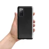Glossy Midnight Black Leather Edge Tough Case for Samsung — close-up black leather surface with organic grain texture
