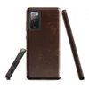 Glossy Worn Leather Heritage Tough Case for Samsung — aged mahogany leather surface with amber and tan crackle veining