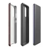 Glossy Worn Leather Heritage Tough Case for Samsung — aged mahogany leather surface with amber and tan crackle veining