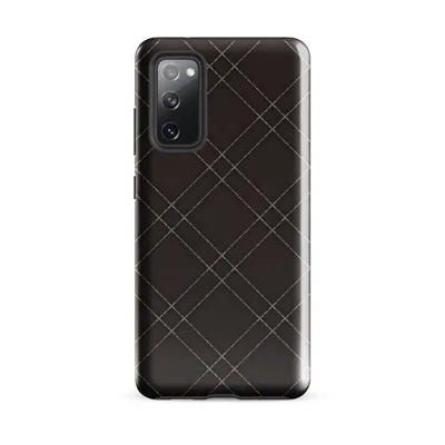 deep espresso brown quilted leather pattern with a diagonal diamond grid and fine dashed stitching lines throughout on Glossy Dark Diamond Quilted Leather Tough Case for Samsung - default - Front view