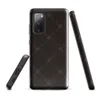 Glossy Dark Diamond Stitch Tough Case for Samsung — dark brown background with diagonal diamond grid in double dashed stitch