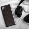 Glossy Dark Diamond Stitch Tough Case for Samsung — dark brown background with diagonal diamond grid in double dashed stitch