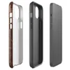 Glossy Worn Leather Vintage MagSafe Tough Case for iPhone — distressed leather texture in deep burgundy and warm tan