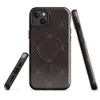 Glossy Dark Diamond Stitch MagSafe Tough Case for iPhone — diagonal diamond grid with fine dashed stitching lines on a deep