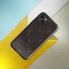 Glossy Dark Diamond Stitch MagSafe Tough Case for iPhone — diagonal diamond grid with fine dashed stitching lines on a deep