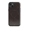 Glossy Dark Diamond Quilted MagSafe Tough Case for iPhone — diagonal diamond grid pattern in deep espresso brown with dashed