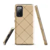 Glossy Golden Diagonal Tile Pattern Tough Case for Samsung — repeating diagonal diamond grid with warm sandy beige tiles