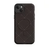 Matte Dark Diamond Quilted MagSafe Tough Case for iPhone — diagonal diamond grid pattern in deep espresso brown with dashed
