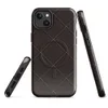 Glossy Dark Diamond Quilted MagSafe Tough Case for iPhone — diagonal diamond grid pattern in deep espresso brown with dashed