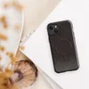 Glossy Dark Diamond Quilted MagSafe Tough Case for iPhone — diagonal diamond grid pattern in deep espresso brown with dashed