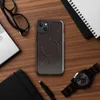 Glossy Dark Diamond Quilted MagSafe Tough Case for iPhone — diagonal diamond grid pattern in deep espresso brown with dashed