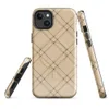 Glossy Woven Diamond Lattice MagSafe Tough Case for iPhone — diagonal double-line lattice grid forming small diamonds