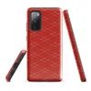 Glossy Red Diamond Grid Tough Case for Samsung — repeating diamond lattice pattern with fine cream diagonal lines on a rich