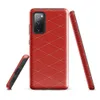 Glossy Crimson Diamond Grid Tough Case for Samsung — repeating diamond grid pattern with ivory stitched outlines on a deep